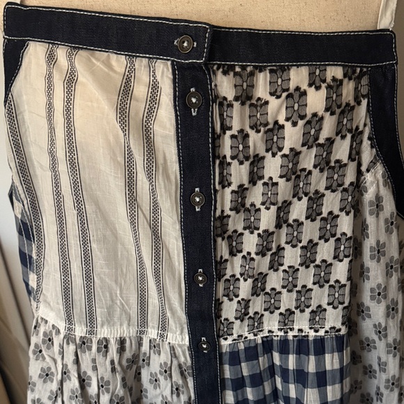 NWT Pilcro navy blue and White Patchwork babydoll top - Picture 5 of 5